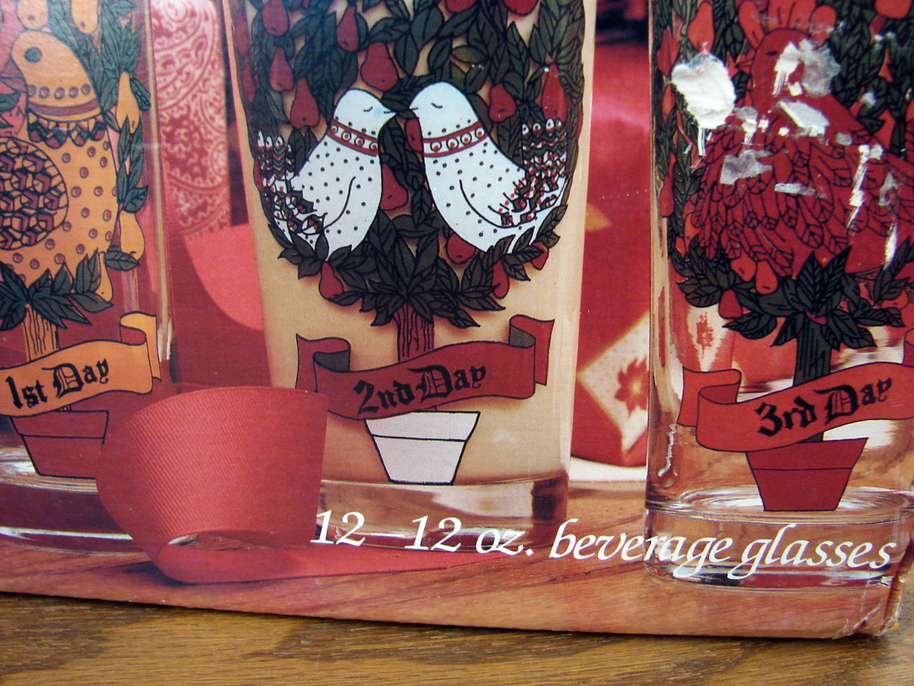 Vintage Indiana Glass Complete Set 12 Days of Christmas Glasses NIB - Image 3