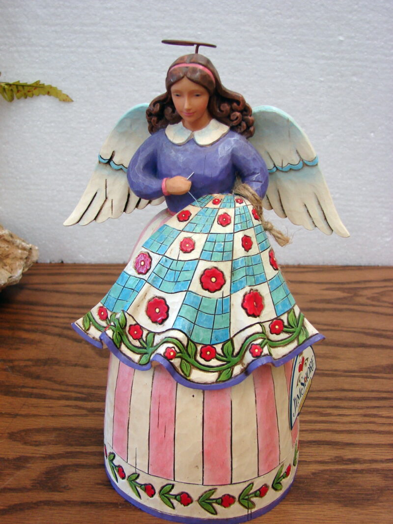 Jim Shore Stitched with Love Quilting Angel Figurine #4007245, Moose-R-Us.Com Antiques Collectibles Log Cabin Decor