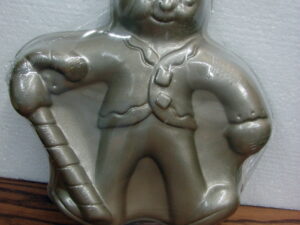 Scandinavian Nordic Ware Aluminum Gingerbread Boy w/ Candy Cane Cake Mold