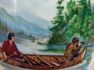Vintage Pedernal Pottery Colombia Currier Ives Outdoor Hunting Fishing Scene Mugs