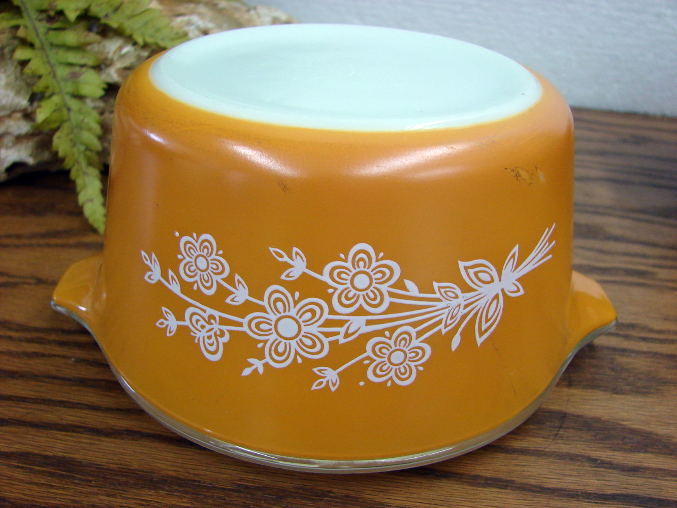 Vintage PYREX Butterfly Gold II #473 Cinderella Round Casserole w/ Lid 1 Qt as is - Image 2
