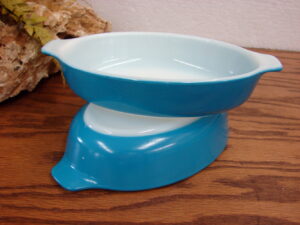 Vintage PYREX Horizon Blue #700 Oval Pixie Au gratin Ramekin Dish