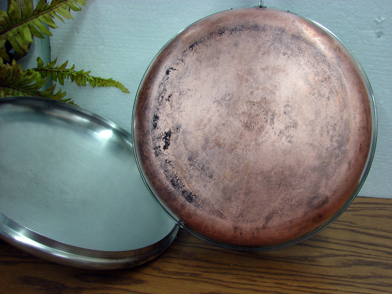 Vintage Copper Bottom Revere Ware 12" Skillet Frying Pan w/ Lid Chicken Fryer - Image 3