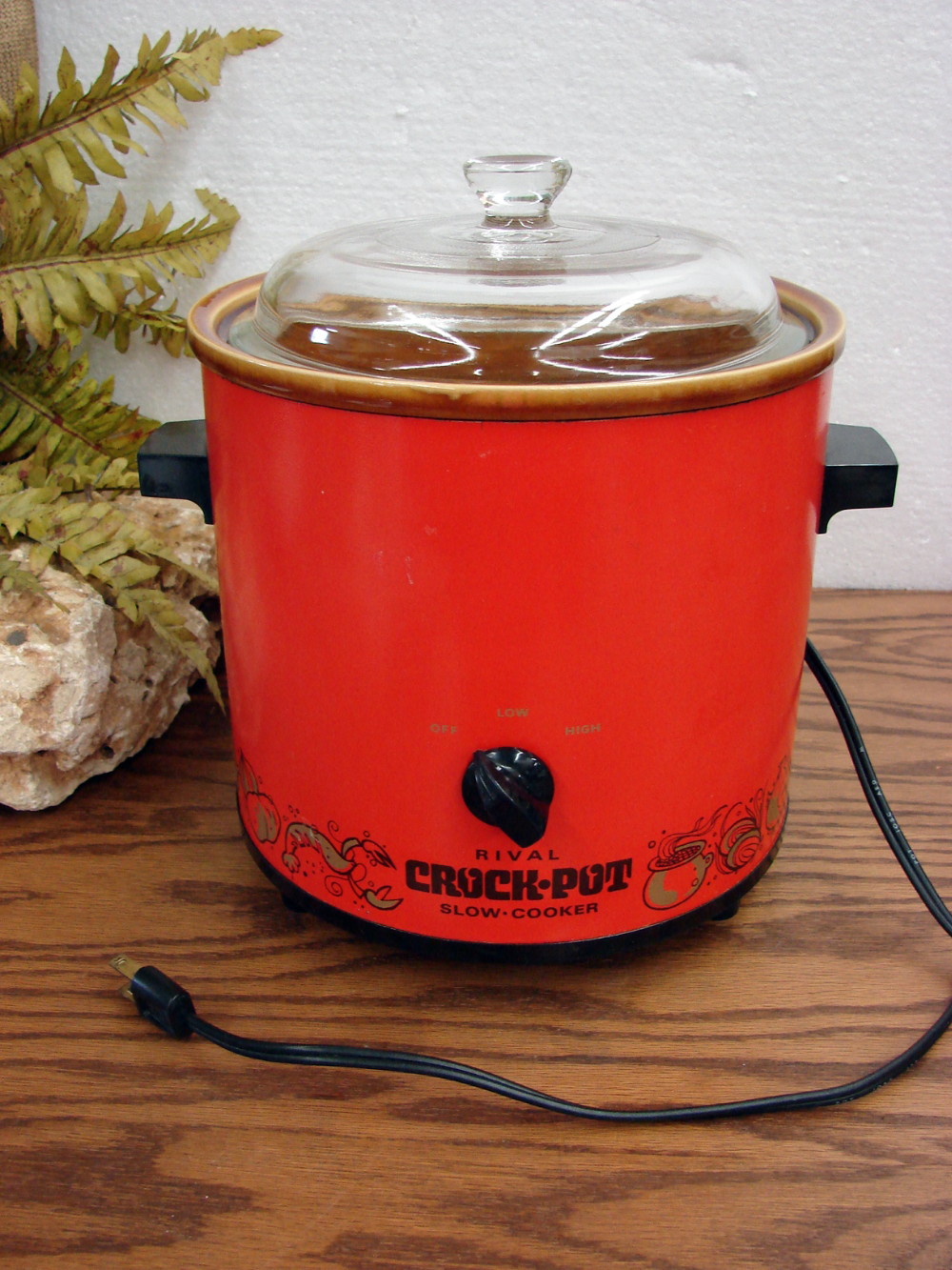 Vintage Rival Corningware Slow Cooker Crock Pot Stoneware Warmers -   Log Cabin Decor