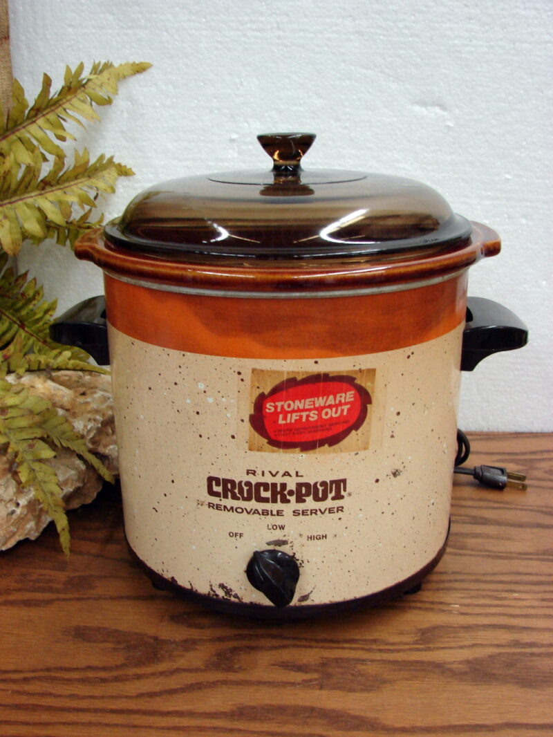 Rival 3150 Tan Fleck Crock Pot Slow Cooker Server 3 Part Tested Works, Moose-R-Us.Com Antiques Collectibles Log Cabin Decor