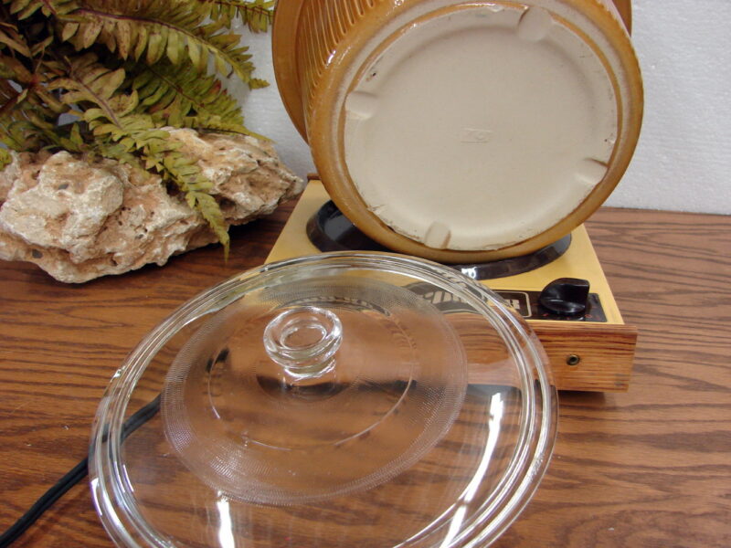 Vintage Sears Crockery Cooker Slow Cooker Stoneware on Hot Plate, Moose-R-Us.Com Antiques Collectibles Log Cabin Decor