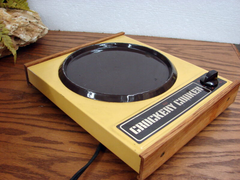 Vintage Sears Crockery Cooker Slow Cooker Stoneware on Hot Plate, Moose-R-Us.Com Antiques Collectibles Log Cabin Decor