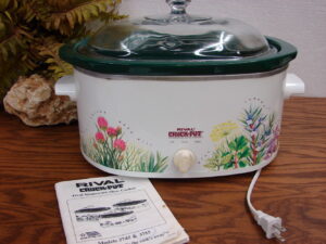 Vintage Mustard Yellow Retro 4 Qt Rival 3350 Crock Pot Slow Cooker 3 Part Crock, Moose-R-Us.Com Antiques Collectibles Log Cabin Decor