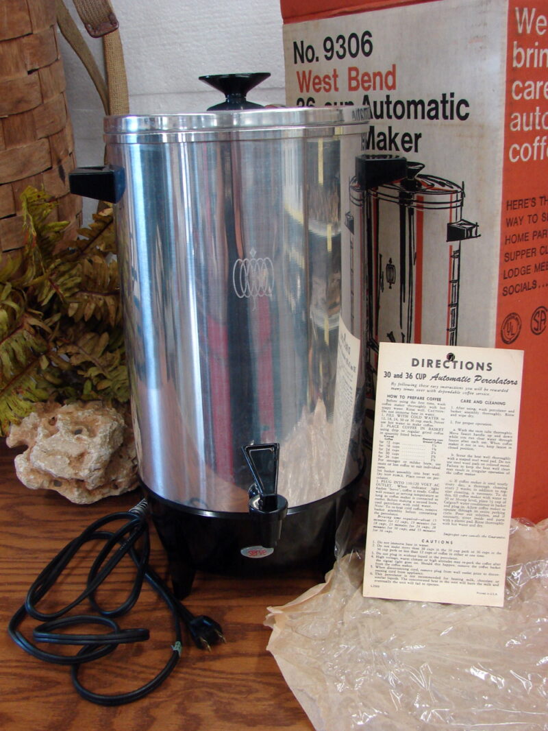 Vintage West Bend 36 Cup Auto Electric Coffee Maker Brewer New in Box #9306, Moose-R-Us.Com Log Cabin Decor