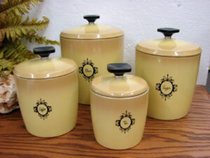 Vintage West Bend Nesting Canister Set Harvest Gold Tan Fade Like New
