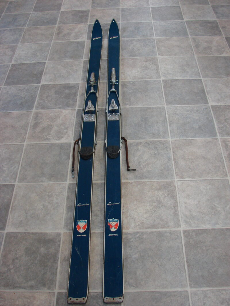 Vintage Holiday Navy Red White Blue Sno Pro Wood Snow Skis Antique Ski Lodge Decor, Moose-R-Us.Com Log Cabin Decor