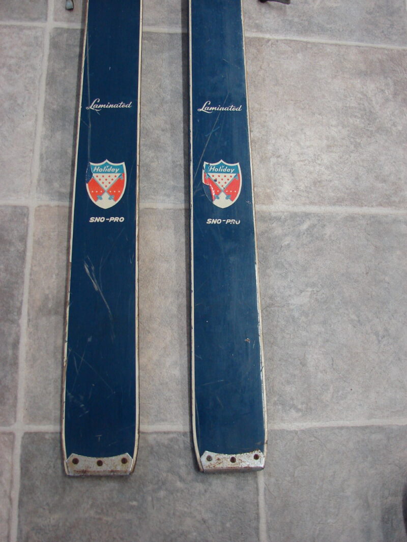 Vintage Holiday Navy Red White Blue Sno Pro Wood Snow Skis Antique Ski Lodge Decor, Moose-R-Us.Com Antiques Collectibles Log Cabin Decor