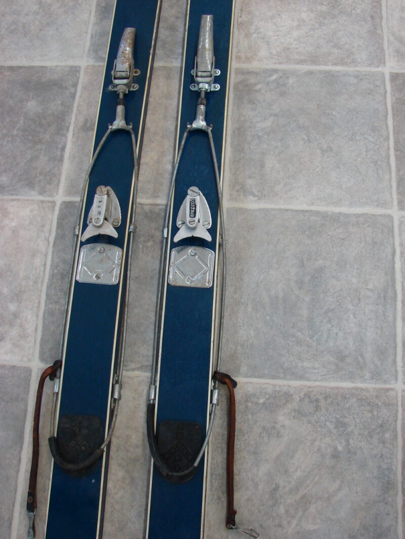 Vintage Holiday Navy Red White Blue Sno Pro Wood Snow Skis Antique Ski Lodge Decor, Moose-R-Us.Com Log Cabin Decor