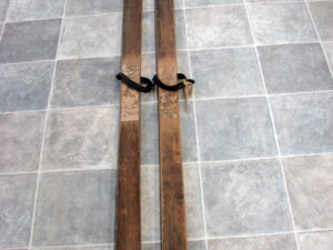 Vintage Lund Simple Pine Wood Snow Skis Antique Ski Lodge Decor
