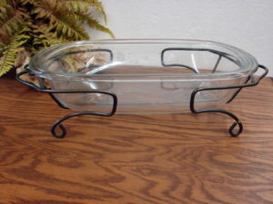 Retired Princess House Etched Crystal Glass Heritage 18x12 Open Baker w/ Meridian Rack