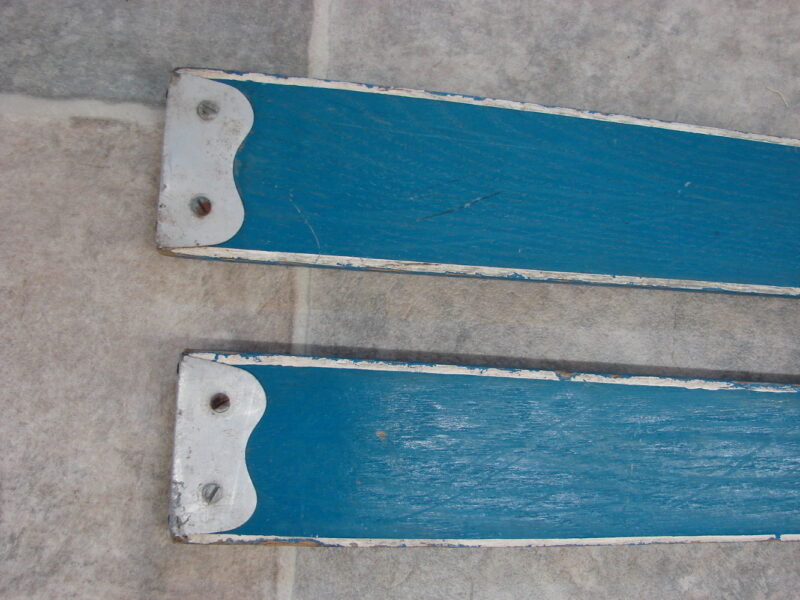 Vintage Two Pair Pursuit Willington ME Wood Snow Skis Antique Ski Lodge Decor, Moose-R-Us.Com Log Cabin Decor