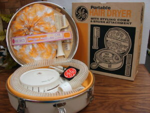 Vintage MCM GE Portable Bonnet Hair Dryer w/ Accessories Works Original Box