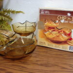 Vintage Anchor Hocking Accent Modern Honey Gold Chip Dip New in Box