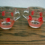 Vintage MCM Bartlett Collins Red Tulip Satin Blend Frosted Cream Sugar Set