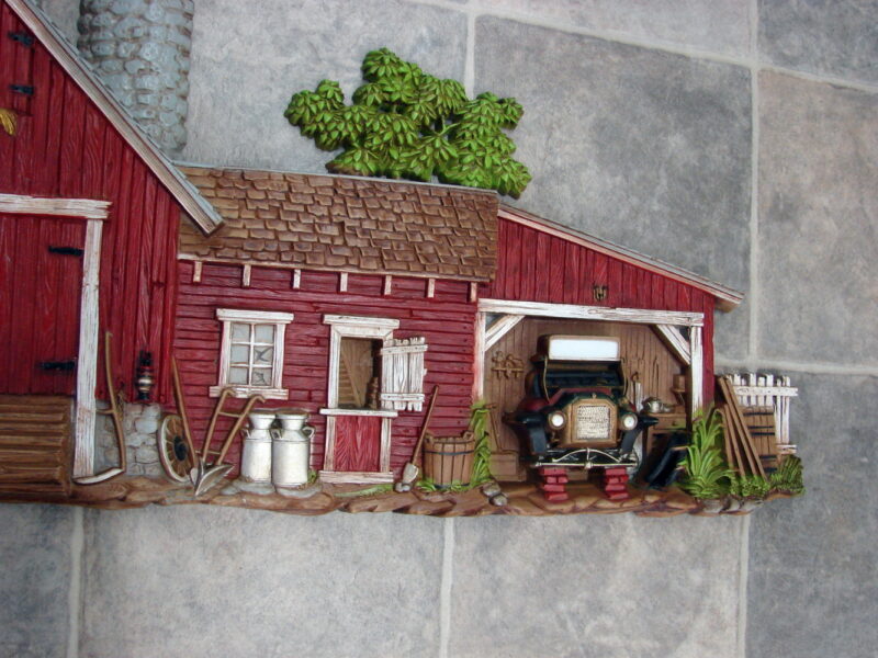 Vintage 1974 Burwood Products 3-D Oversized 46" Wall Hanging Barn Hay Wagon Car - Image 2