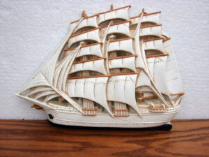 Vintage Burwood Products 3-D Wall Hanging Nautical Antique Clipper Ship