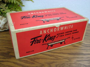 Vintage Fire King Cream Glass Chafing 1 1/2 Quart Casserole w/ Cradle Lid, Moose-R-Us.Com Log Cabin Decor