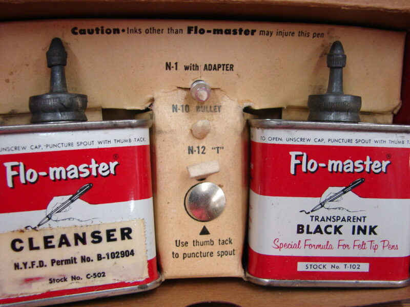 Vintage Flo-master Felt Tip Pen Marker Artist Kit Box Cleaner Ink New Tips, Moose-R-Us.Com Antiques Collectibles Log Cabin Decor