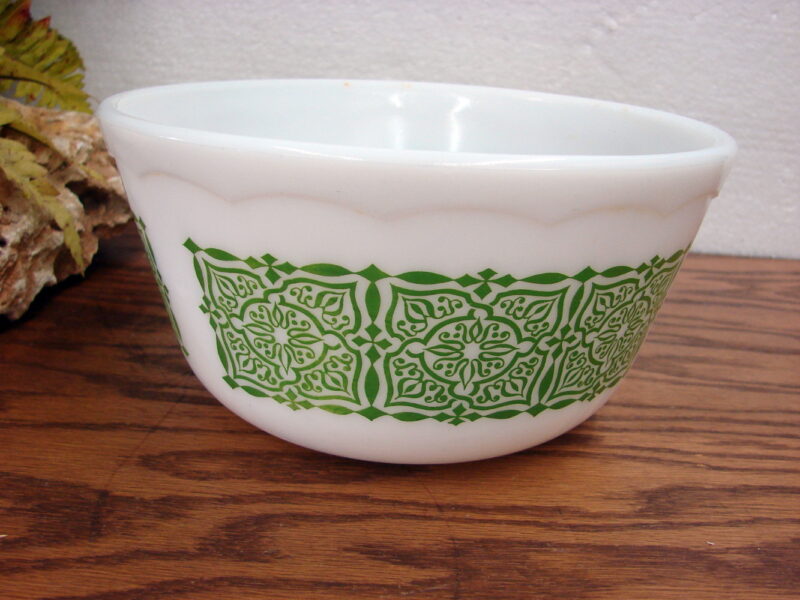 Vintage MCM Hazel Atlas 8&#8243; Scalloped Green Lattice Mixing Serving Bowl, Moose-R-Us.Com Log Cabin Decor