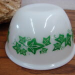 Vintage Hazel Atlas Green Ivy II Milk Glass Mixing Nesting Bowl 4" - Image 2