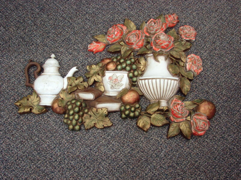 Vintage 1973 Homco Syroco Large Flower Vase Ewer Wall Hanging Retro Decor, Moose-R-Us.Com Log Cabin Decor