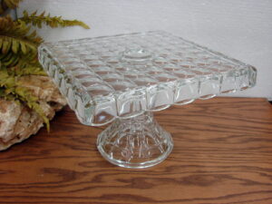 Vintage Indiana Constellation Square Pedestal Cake Plate Stand with Rum Well