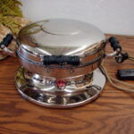 Vintage MCM Electric Waffle Maker Chrome Round Art Deco Pedestal Justrite Mpls