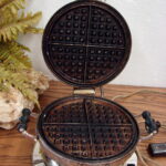 Vintage MCM Electric Waffle Maker Chrome Round Art Deco Pedestal Justrite Mpls - Image 2