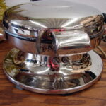 Vintage MCM Electric Waffle Maker Chrome Round Art Deco Pedestal Justrite Mpls - Image 4