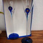 K&K Styling Tiffany & Co. Champaign Flute Cobalt Blue Copper Dot Pair