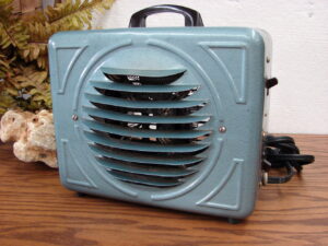 Vintage MCM Electric Portable Metal La Salle Heater w/ Fan Hammered Turquoise