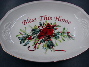 Lenox China Winter Greetings Backyard Birds Bless This Home Oval Platter
