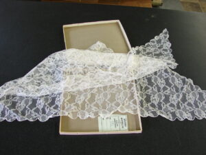 Vintage MCM Spanish Mantilla New in Box Scallop Embroidery Powers Dept Store
