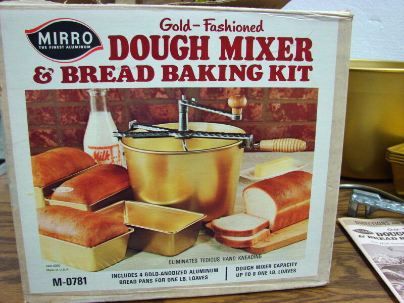Vintage Mirro Aluminum Gold-Fashioned Dough Mixer Bread Baking Kit NIB, Moose-R-Us.Com Antiques Collectibles Log Cabin Decor