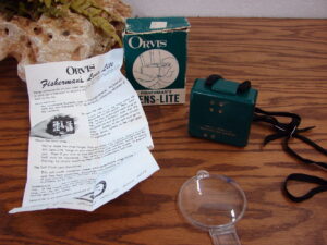 Vintage Orvis Fisherman's Lens-Light Neck Strap Magnifying Lamp Night Fishing w/ Box