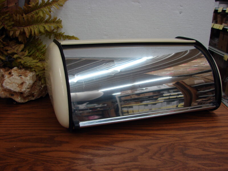 Vintage MCM Edelstahl RostFrei Aluminum Retro Pale Yellow Chrome Easy Glide Bread Box, Moose-R-Us.Com Log Cabin Decor