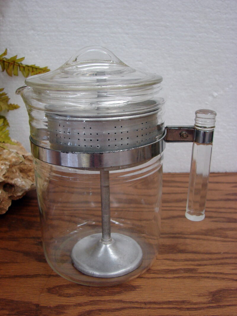 Vintage PYREX Rare Metal Marked Complete 4 Cup Percolator, Moose-R-Us.Com Log Cabin Decor