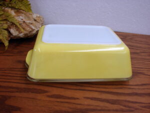 Vintage PYREX Primary Color Rectangular Refrigerator Dish #503 Yellow as is no lid