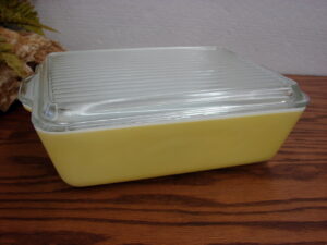 Vintage PYREX Primary Color Rectangular Refrigerator Dish Yellow #503 as is