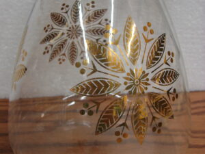 Vintage PYREX Gold Trim MCM Carafe Decanter Pitcher w/ Fancy Lid Large Star Flowers