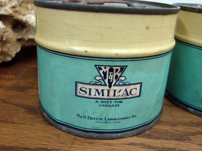 Vintage 930&#8217;s Metal Similac Tin Cans w/ Keys Set/2 New Old Stock Baby Decor, Moose-R-Us.Com Antiques Collectibles Log Cabin Decor