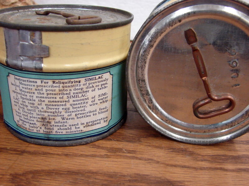 Vintage 930&#8217;s Metal Similac Tin Cans w/ Keys Set/2 New Old Stock Baby Decor, Moose-R-Us.Com Antiques Collectibles Log Cabin Decor
