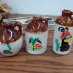3 Antique Stoneware Mini Jug Different Shapes in Souvenir in Box