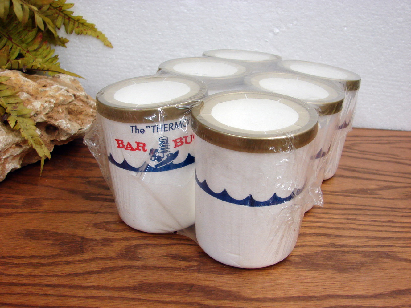 Vintage NOS Thermo Bar Buoy Nautical Boat Ship Styrofoam Can Coozie 6 Pack