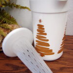 Vintage Tupperware Pitcher w/ Push Button Lid Brown Gold Blue Tree - Image 2